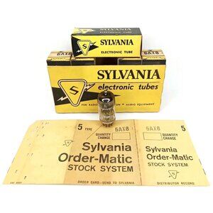 WWII Era Electronic Tube With Box Set Of 5 Sylvania Model 6AX8 NOS NIB 1940s